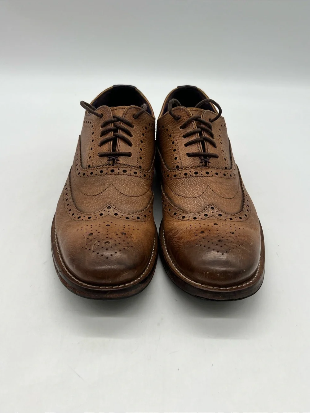 Ted Baker London GURI Men’s Sz 10 Tan Brown Leather Brogue WingTip Dress Shoes.
